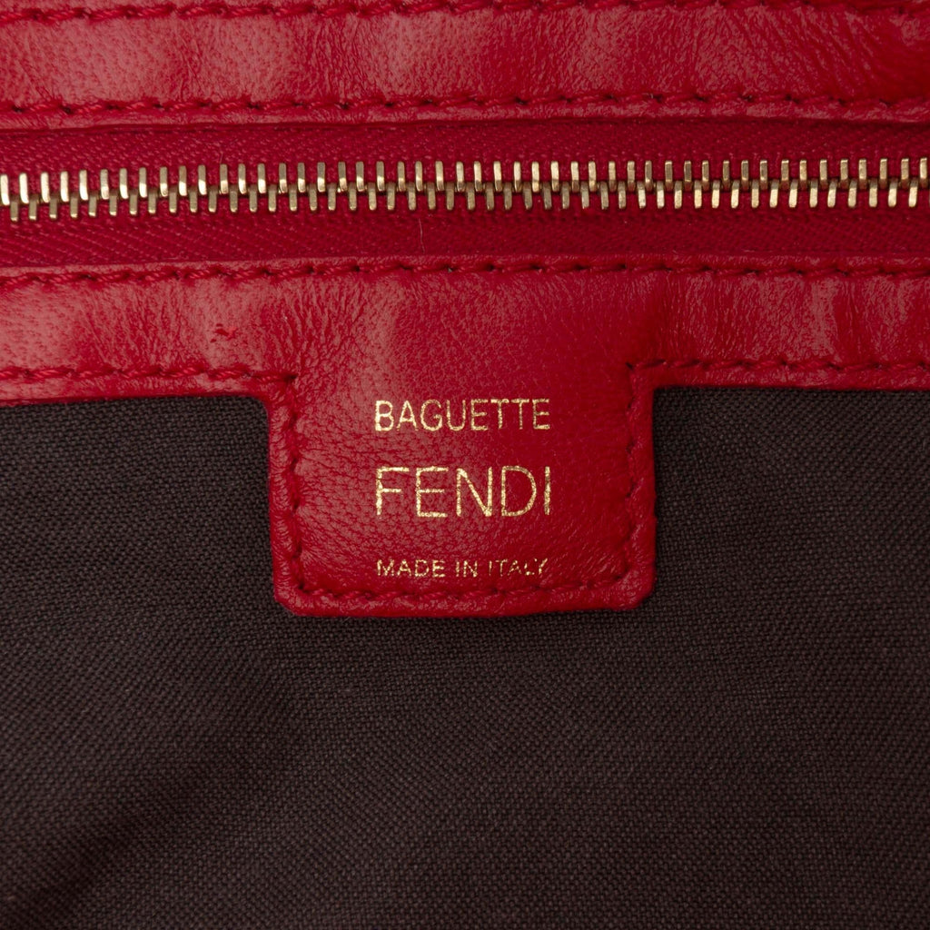 Fendi Zucca Embossed Leather Baguette Satchel