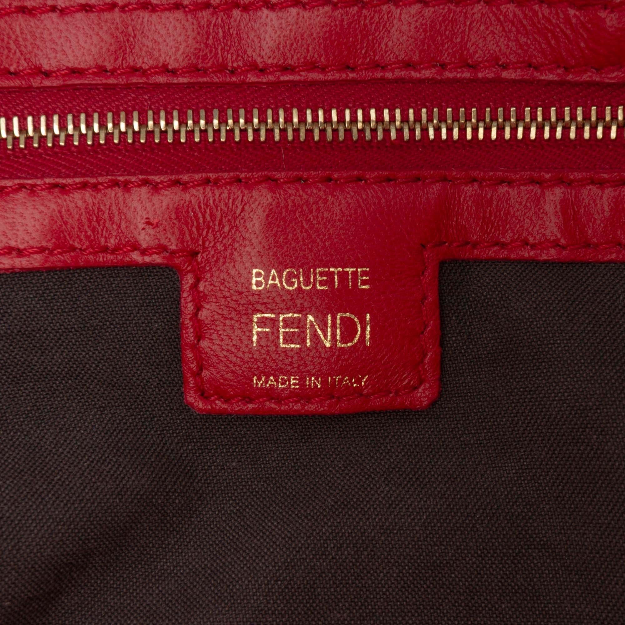 Fendi Zucca Embossed Leather Baguette Satchel