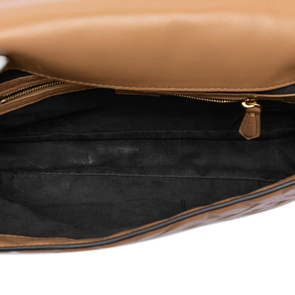 Fendi Zucca Embossed Leather Baguette Satchel