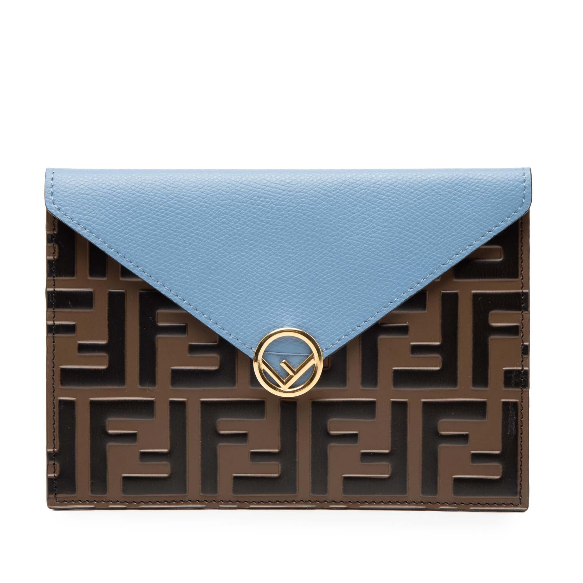 Fendi Zucca Embossed Leather Envelope Clutch