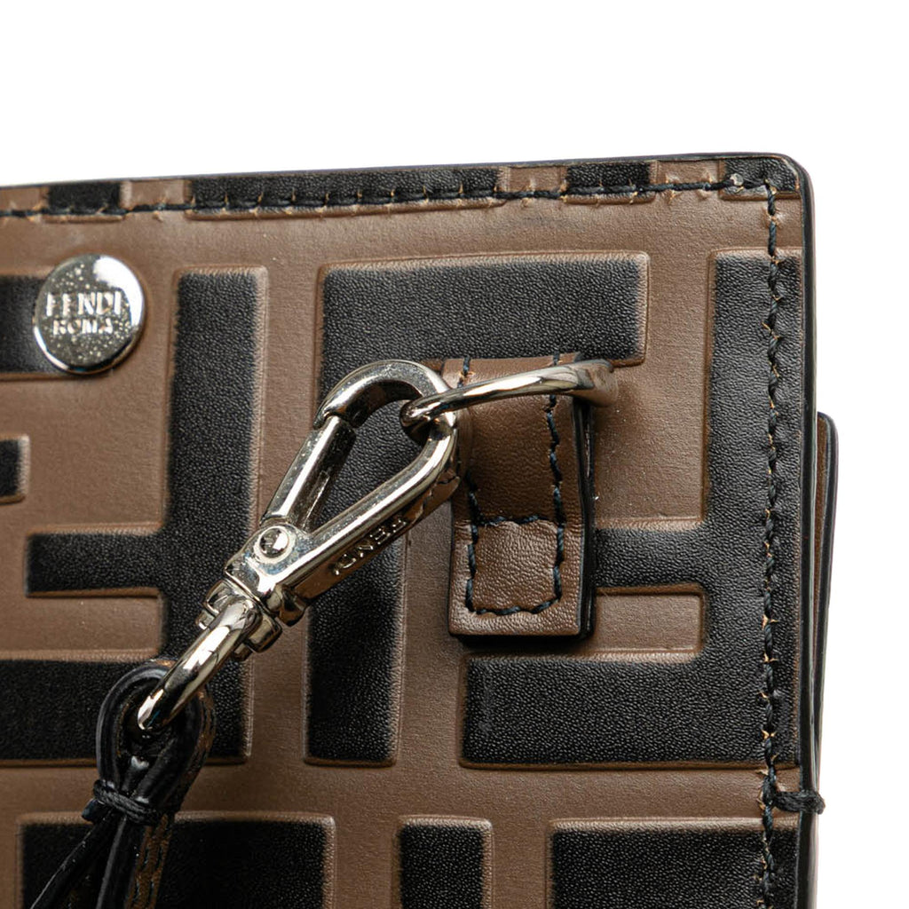 Fendi Zucca Embossed Leather Phone Holder Satchel
