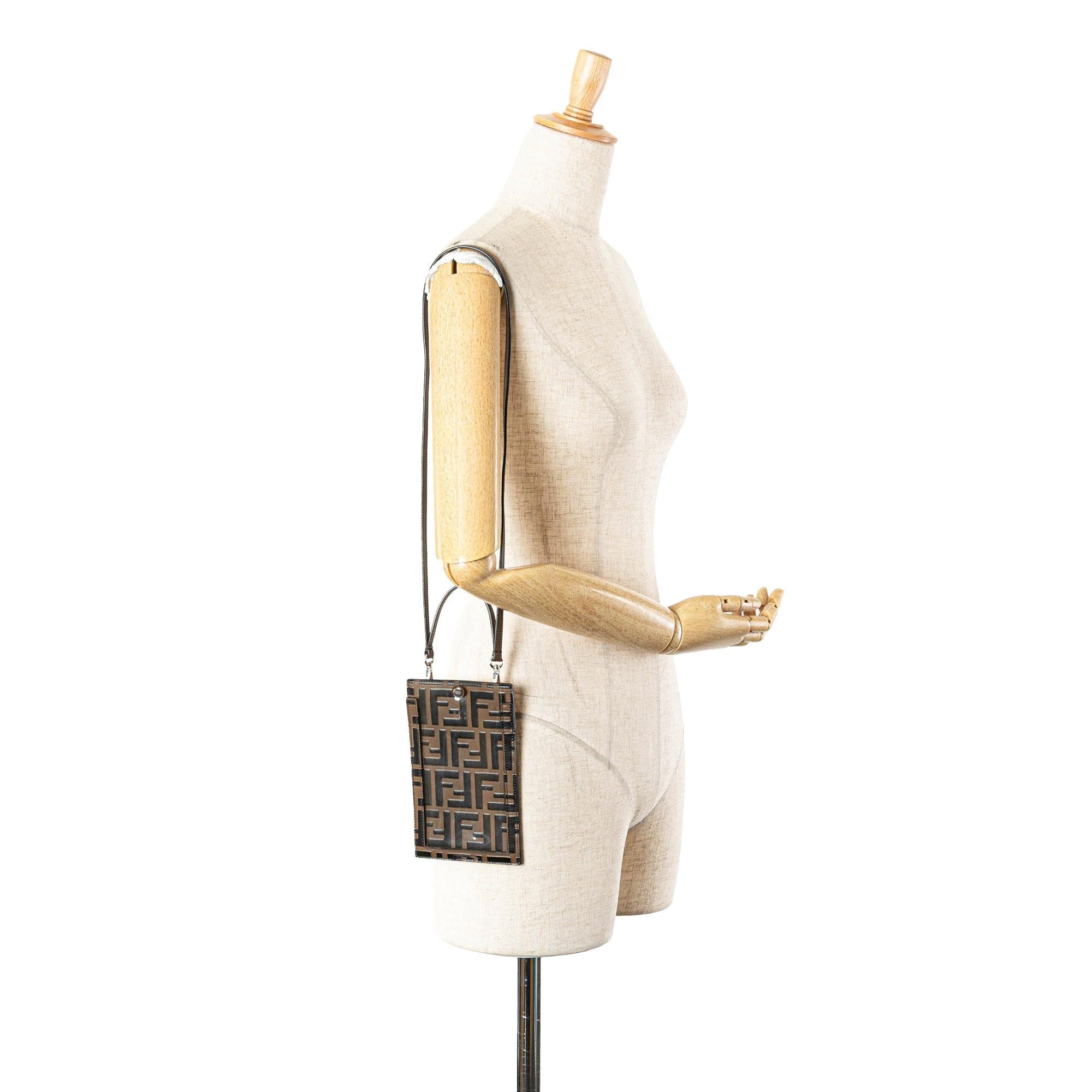 Fendi Zucca Embossed Leather Phone Holder Satchel