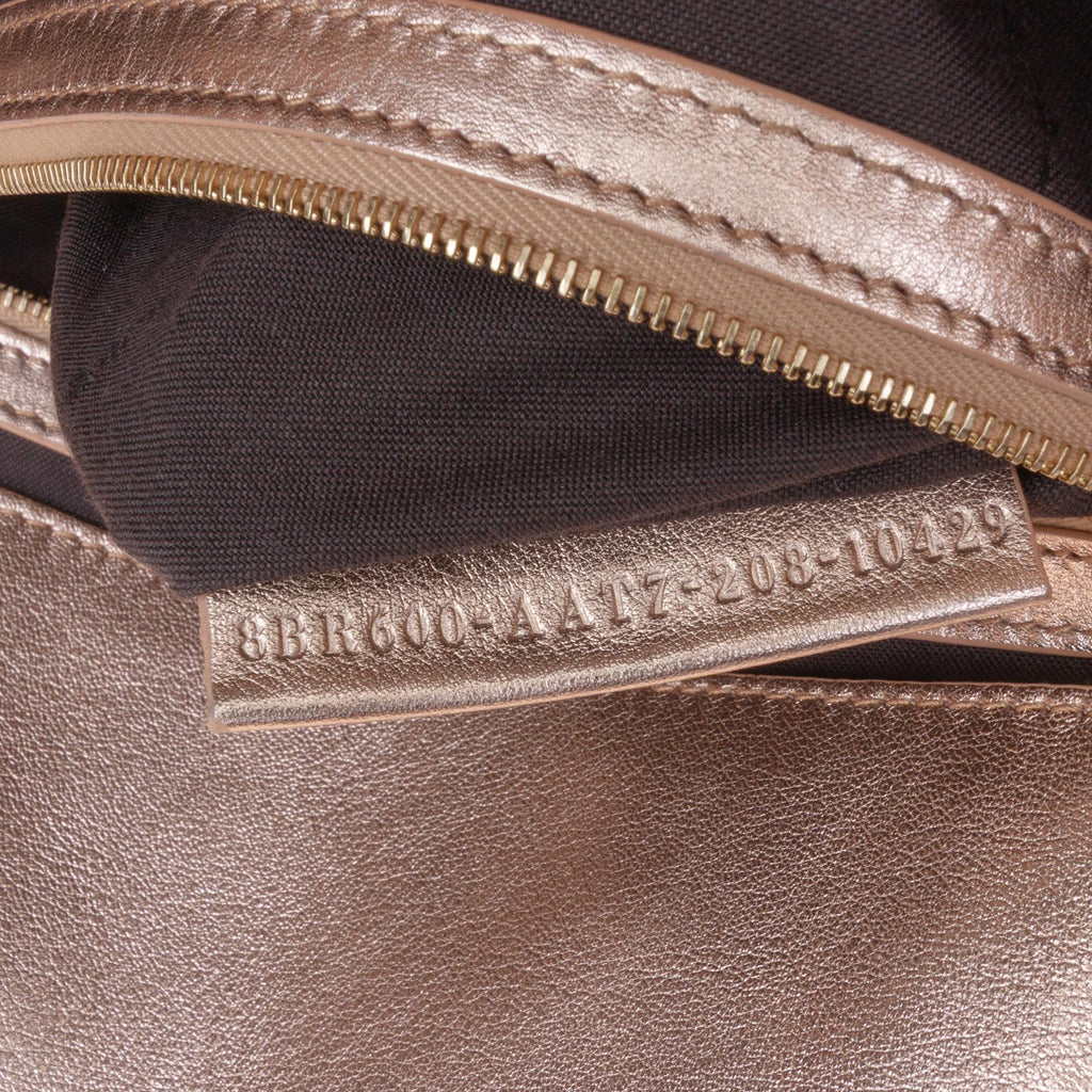 Fendi Zucca Embossed Metallic Leather Baguette Satchel