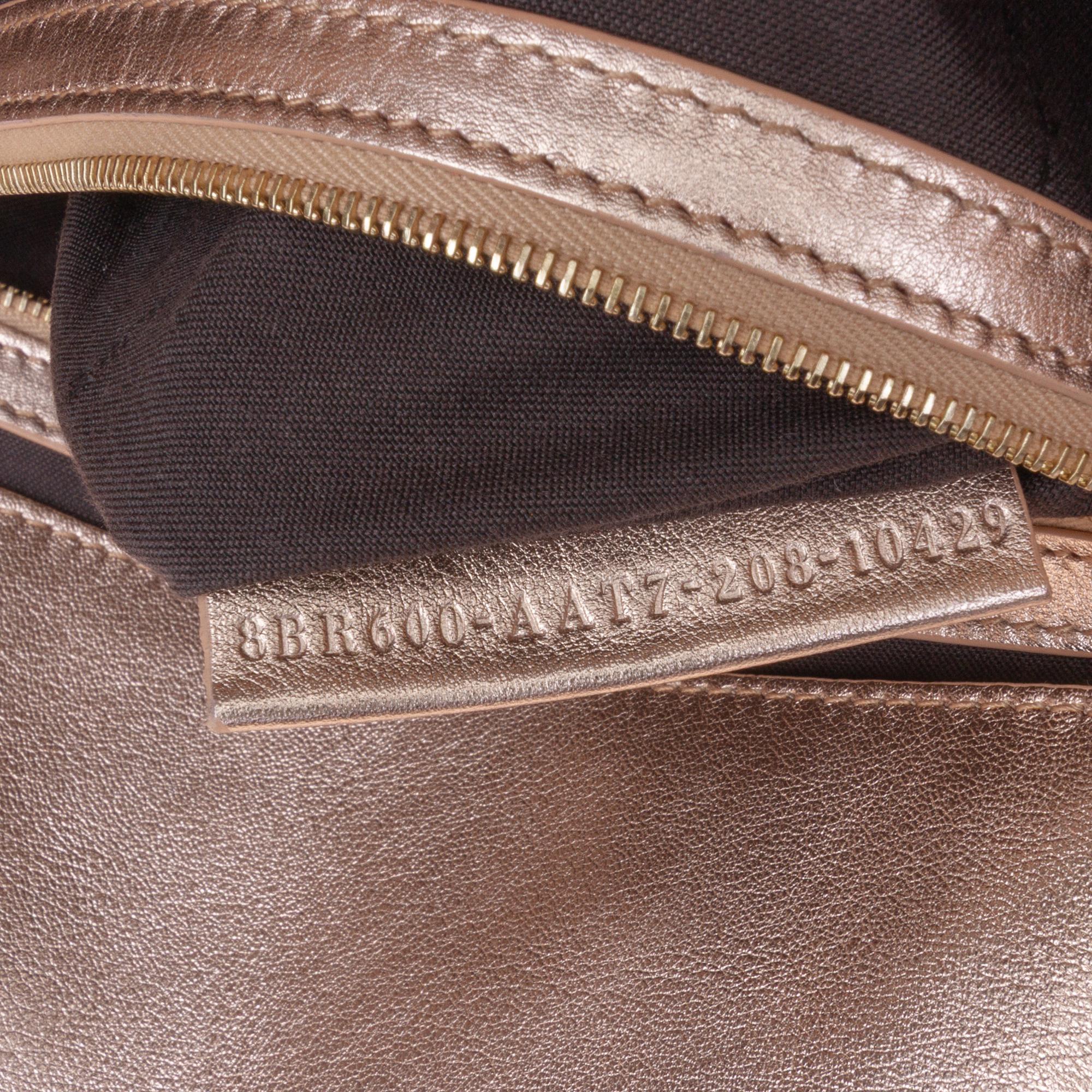 Fendi Zucca Embossed Metallic Leather Baguette Satchel