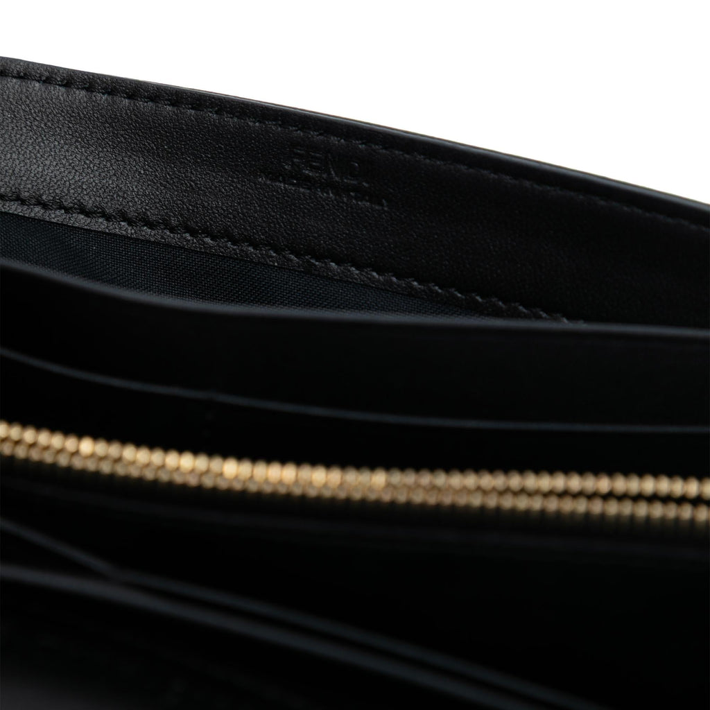Fendi Zucca Embossed Nappa Baguette Continental Wallet With Chain