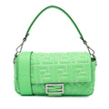Fendi Zucca Embossed Stitched Leather Baguette Satchel