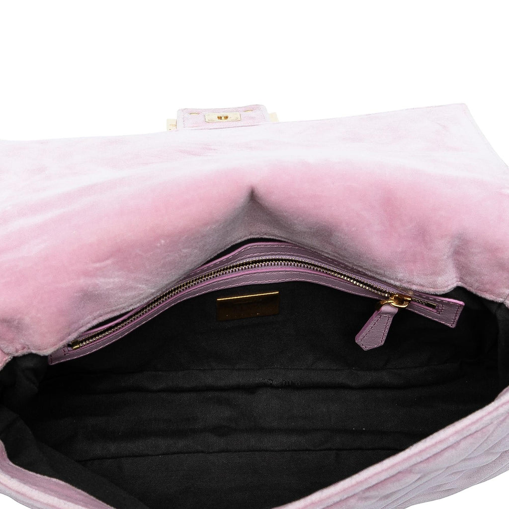 Fendi Zucca Embossed Velvet Baguette Satchel