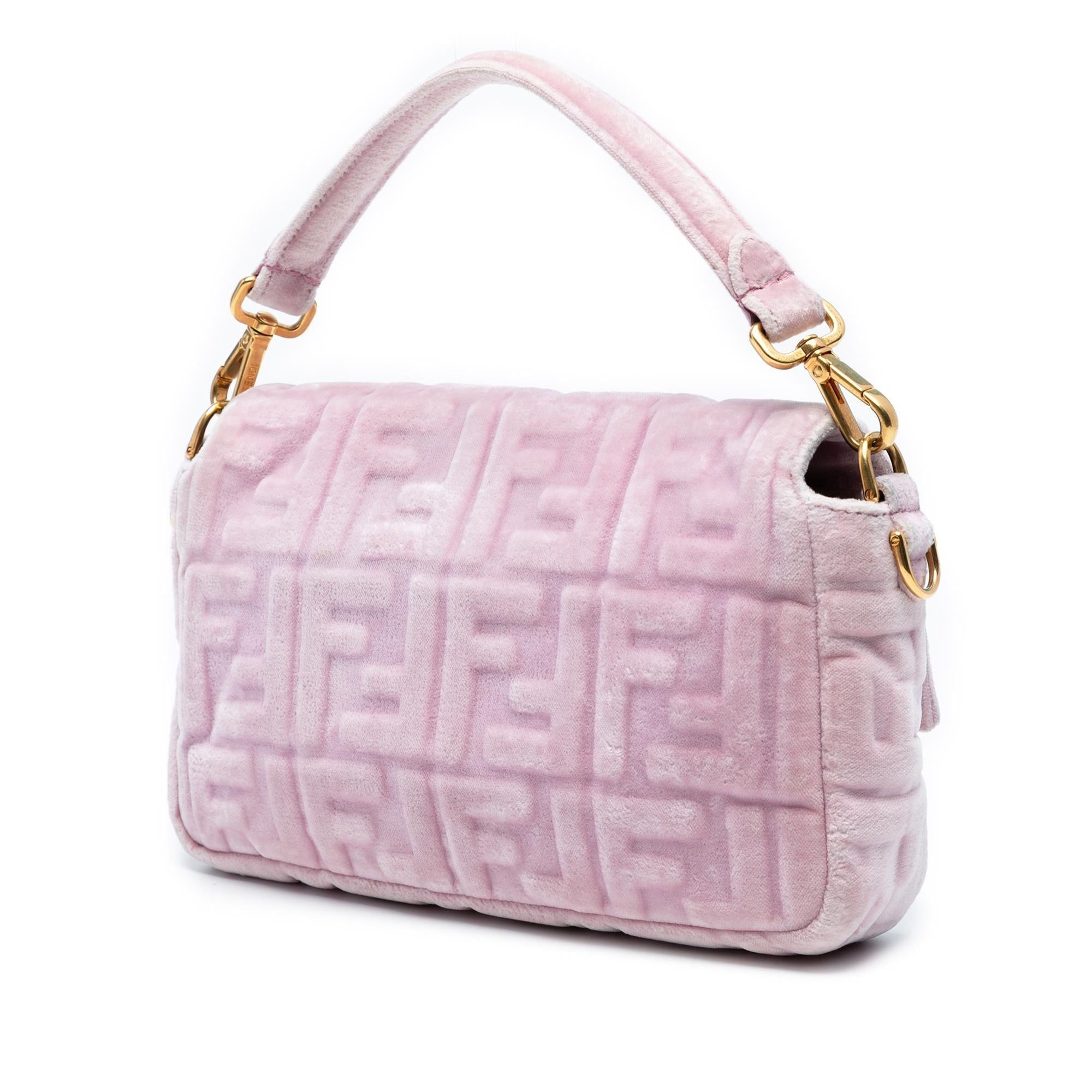Fendi Zucca Embossed Velvet Baguette Satchel