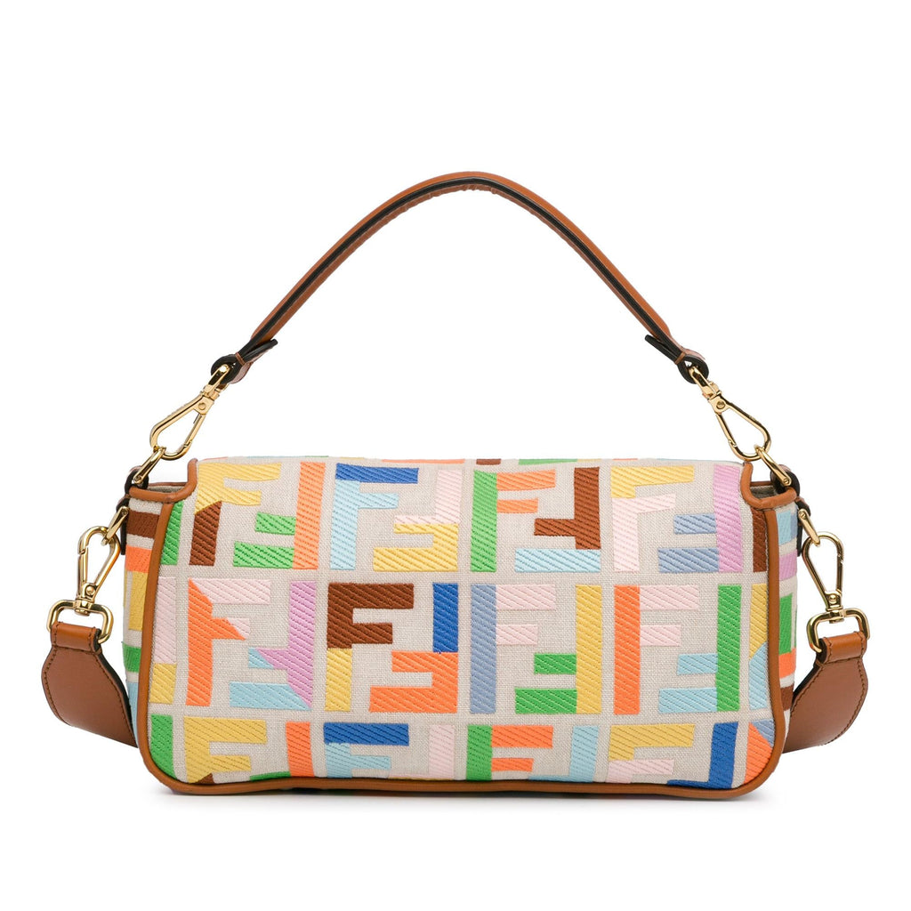 Fendi Zucca Embroidered Canvas Baguette Satchel (SHG-iZ39pU)