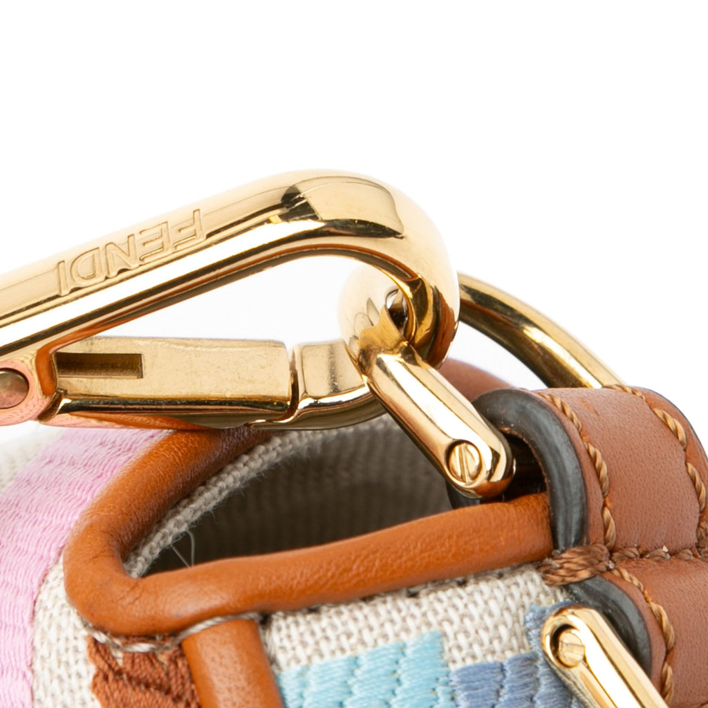 Fendi Zucca Embroidered Canvas Baguette Satchel
