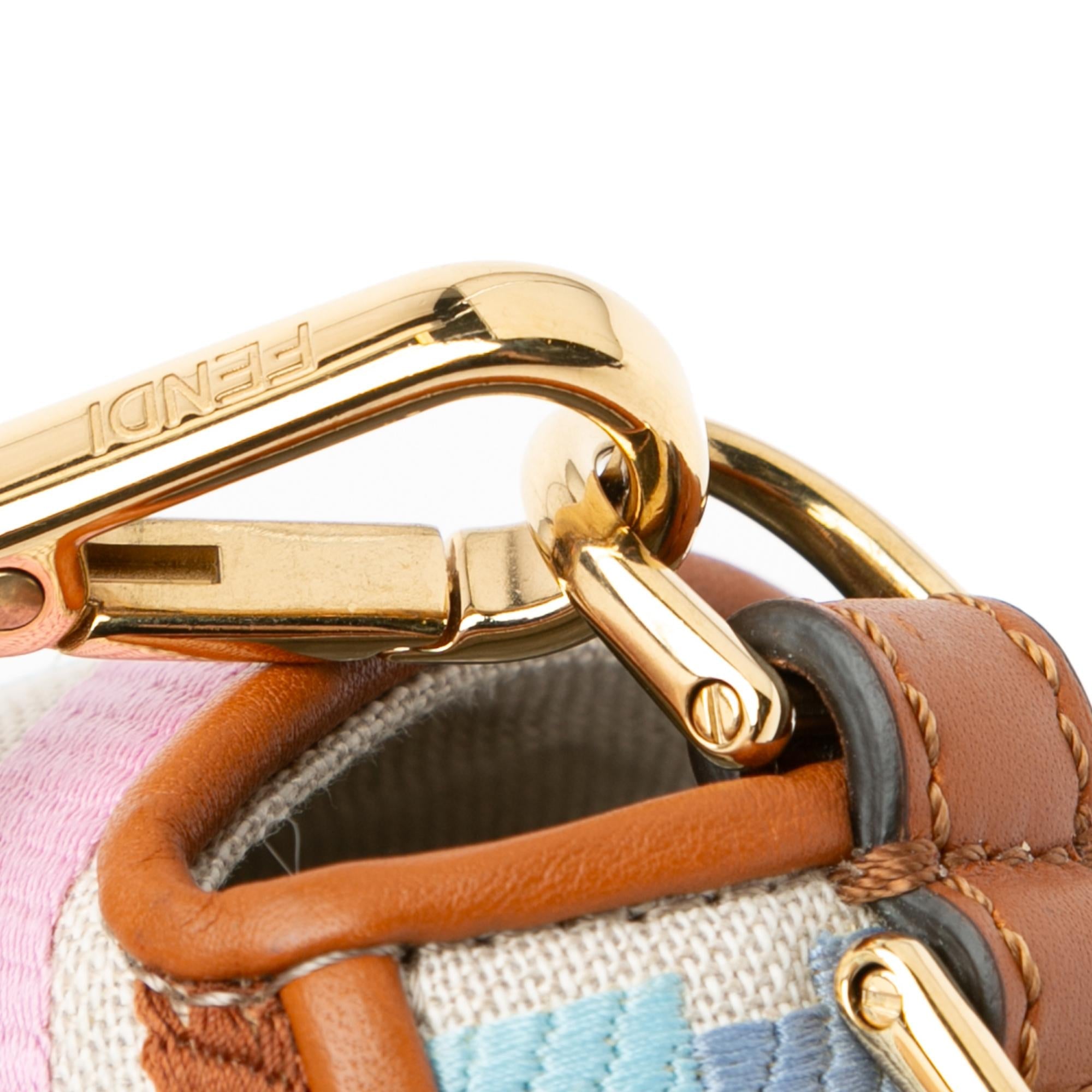 Fendi Zucca Embroidered Canvas Baguette Satchel