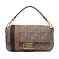 Fendi Zucca Embroidered Canvas Baguette Satchel