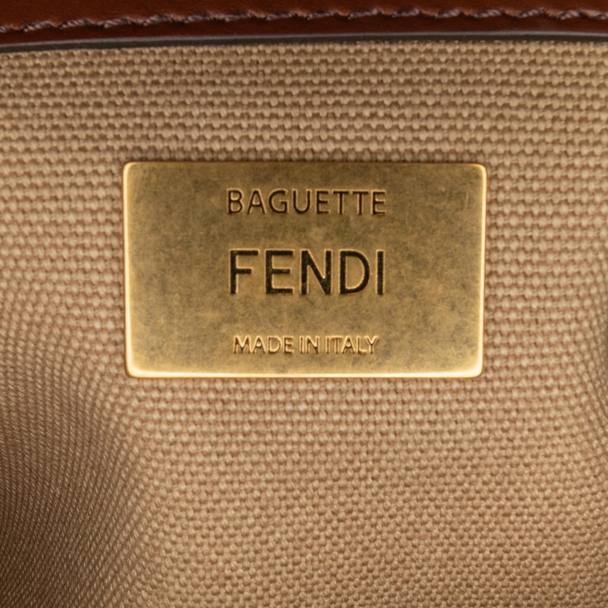 Fendi Zucca Embroidered Canvas Baguette Satchel