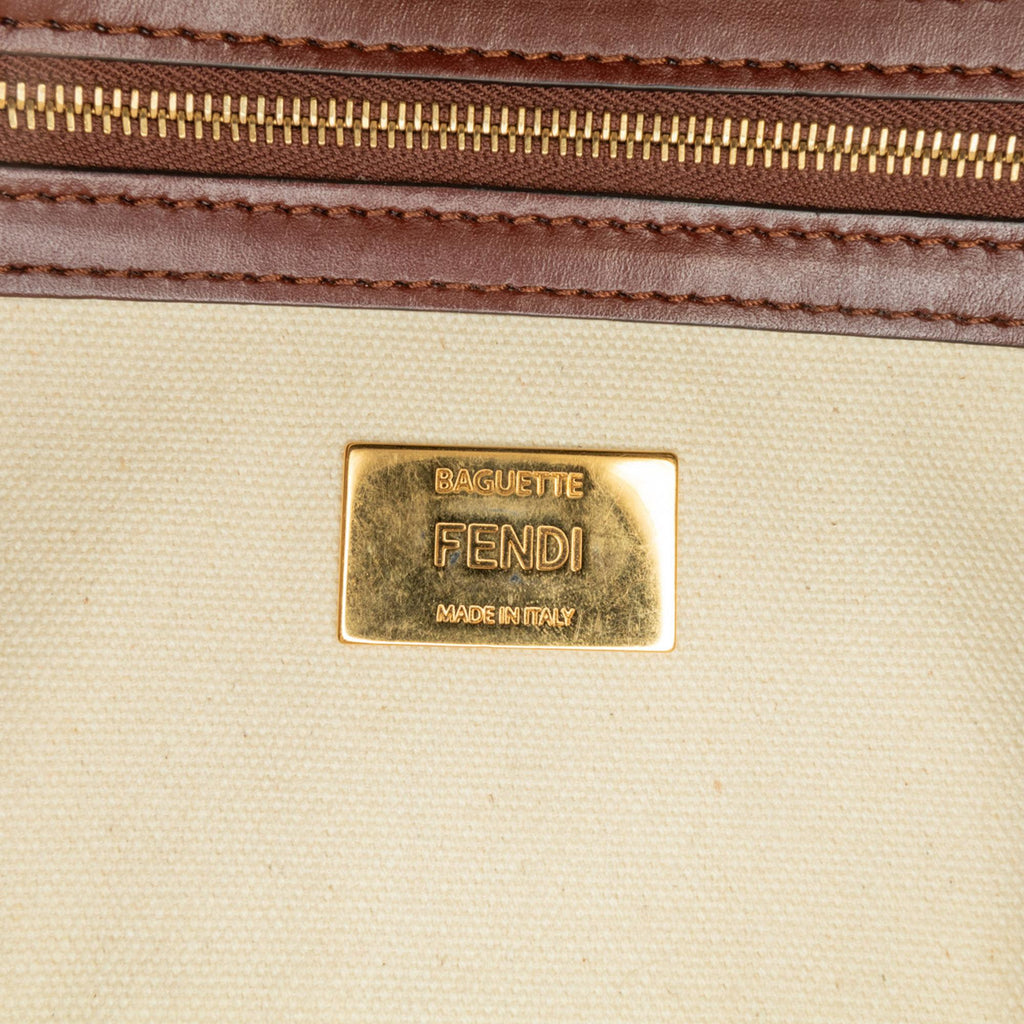 Fendi Zucca Embroidered Canvas Baguette Satchel (SHG-mIE6q3)