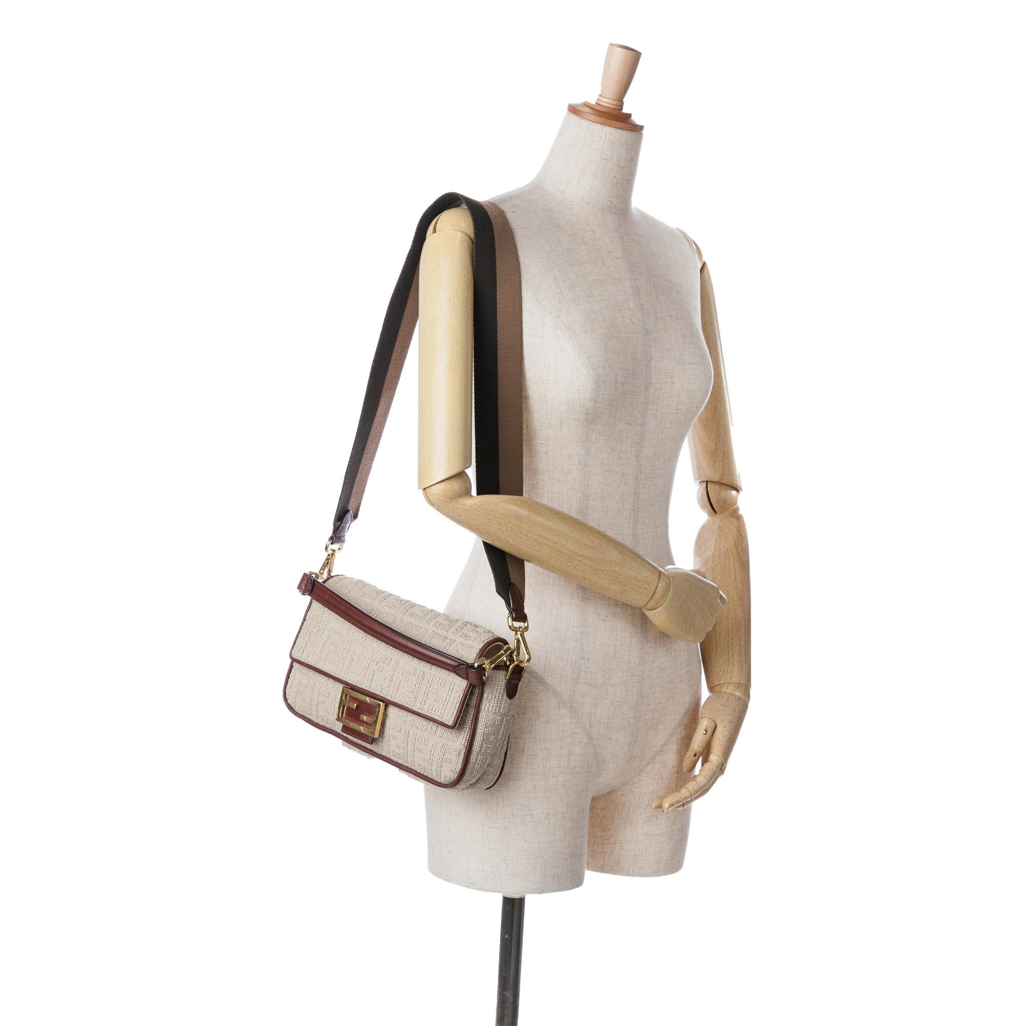 Fendi Zucca Embroidered Canvas Baguette Satchel (SHG-mIE6q3)