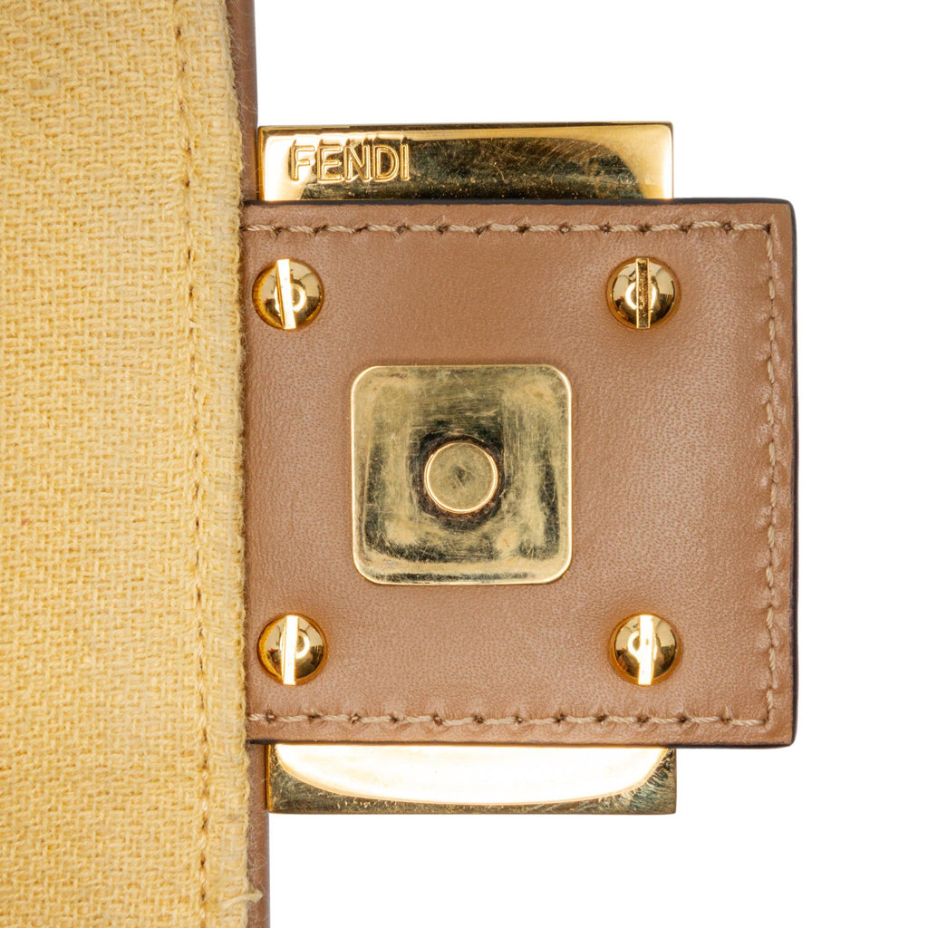 Fendi Zucca Embroidered Canvas Baguette Satchel