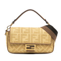 Fendi Zucca Embroidered Canvas Baguette Satchel