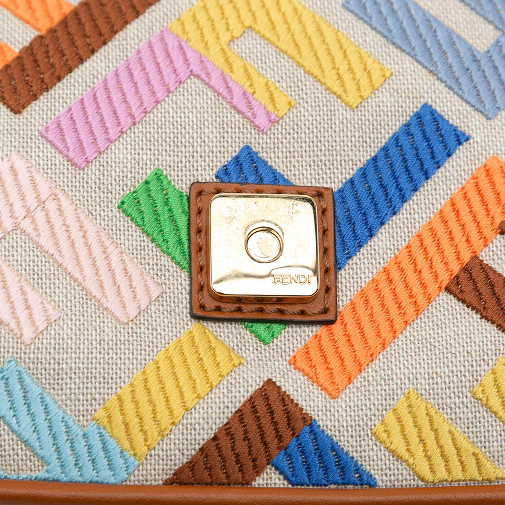 Fendi Zucca Embroidered Canvas Baguette Satchel