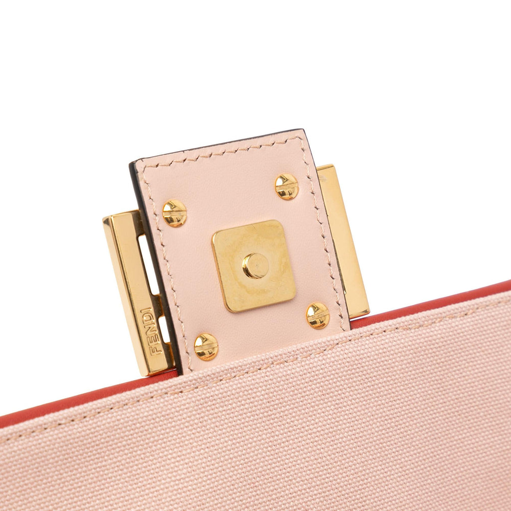 Fendi Zucca Embroidered Canvas Baguette Satchel