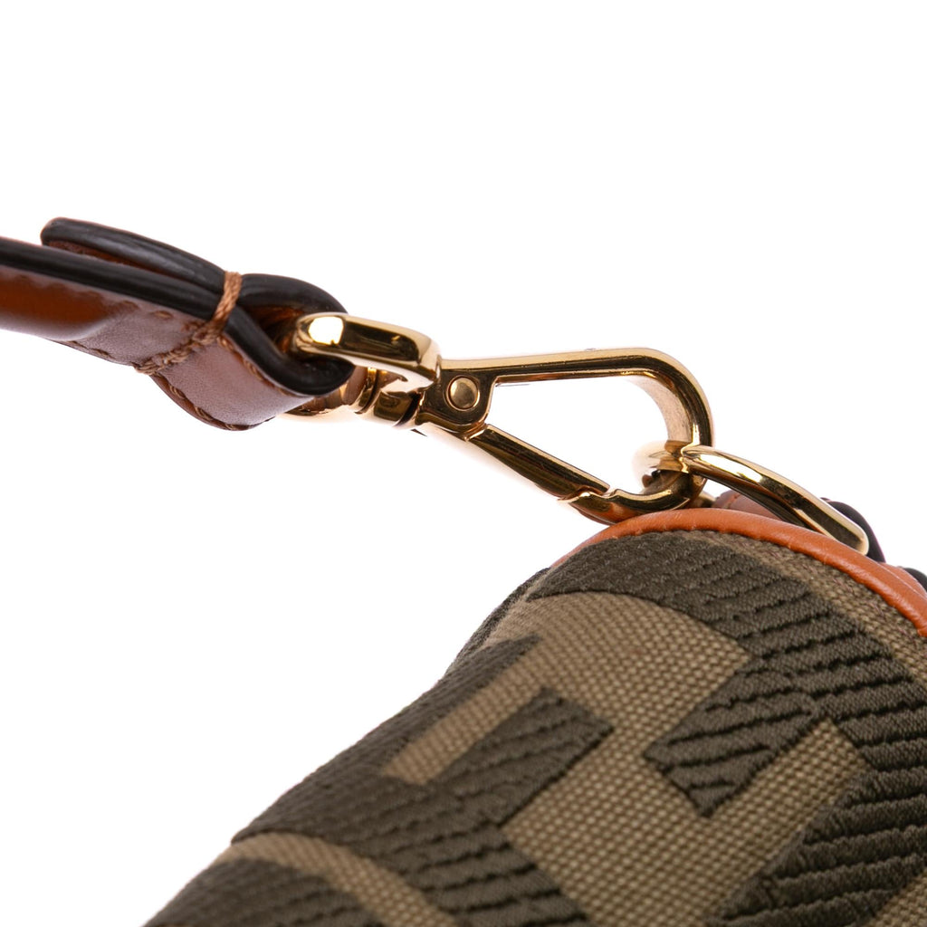 Fendi Zucca Embroidered Canvas Baguette Satchel