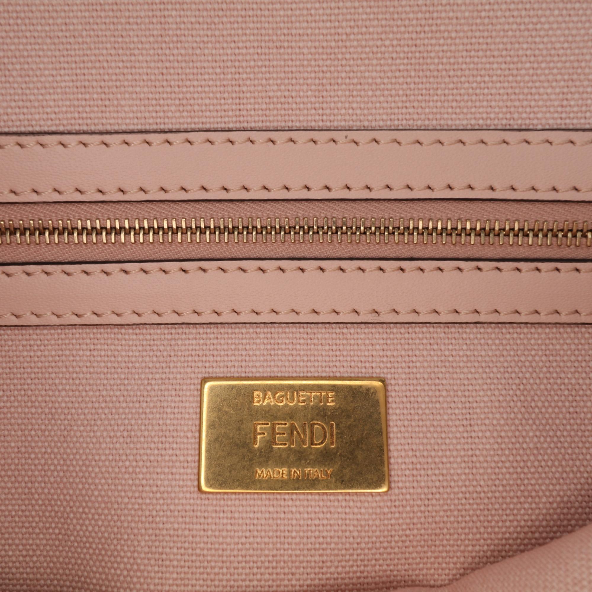 Fendi Zucca Embroidered Canvas Baguette Satchel