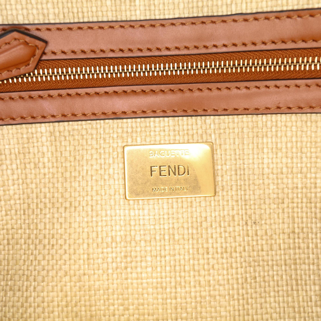 Fendi Zucca Embroidered Canvas Baguette Satchel