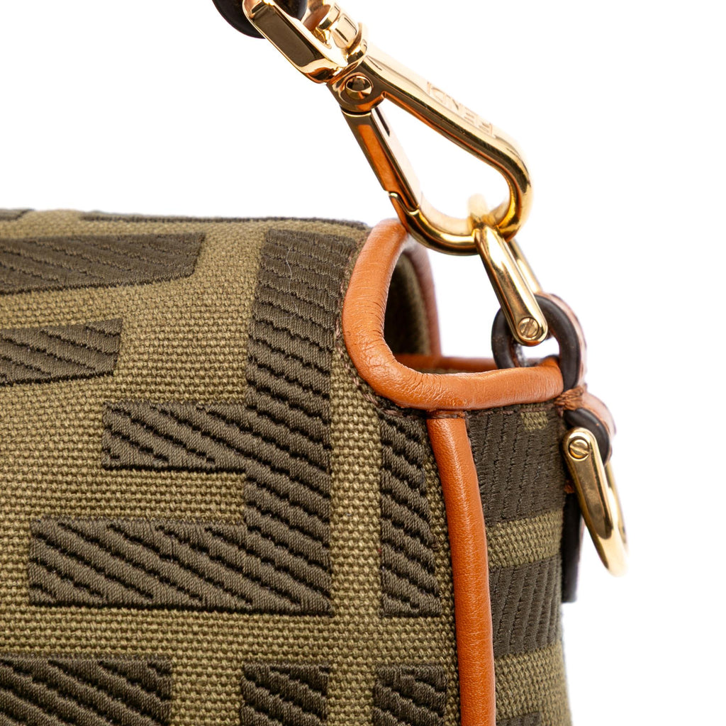 Fendi Zucca Embroidered Canvas Baguette Satchel