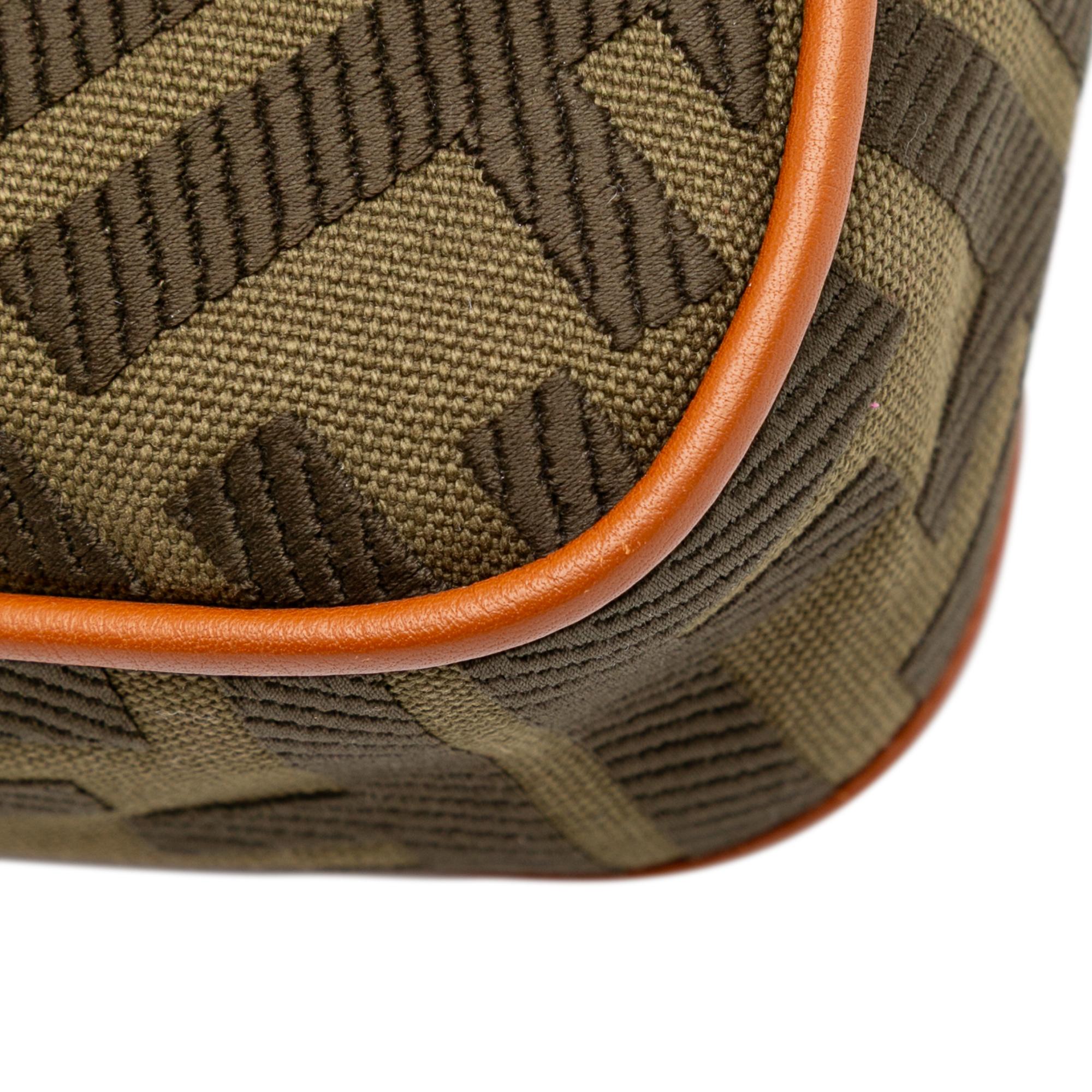Fendi Zucca Embroidered Canvas Baguette Satchel