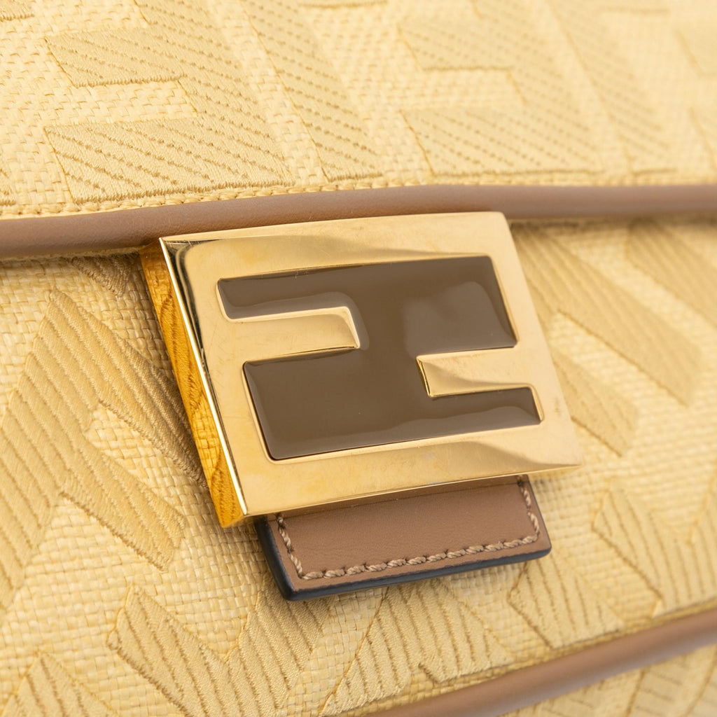 Fendi Zucca Embroidered Canvas Baguette Satchel