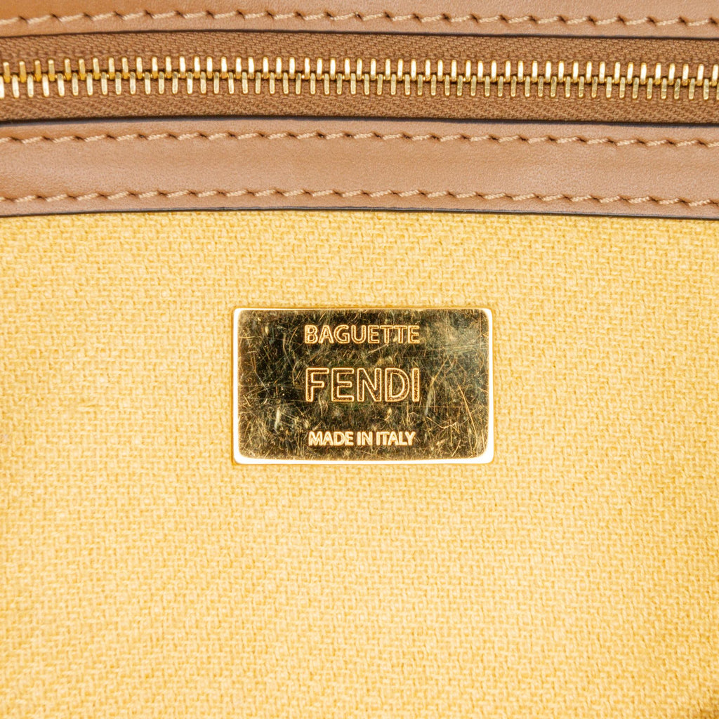 Fendi Zucca Embroidered Canvas Baguette Satchel