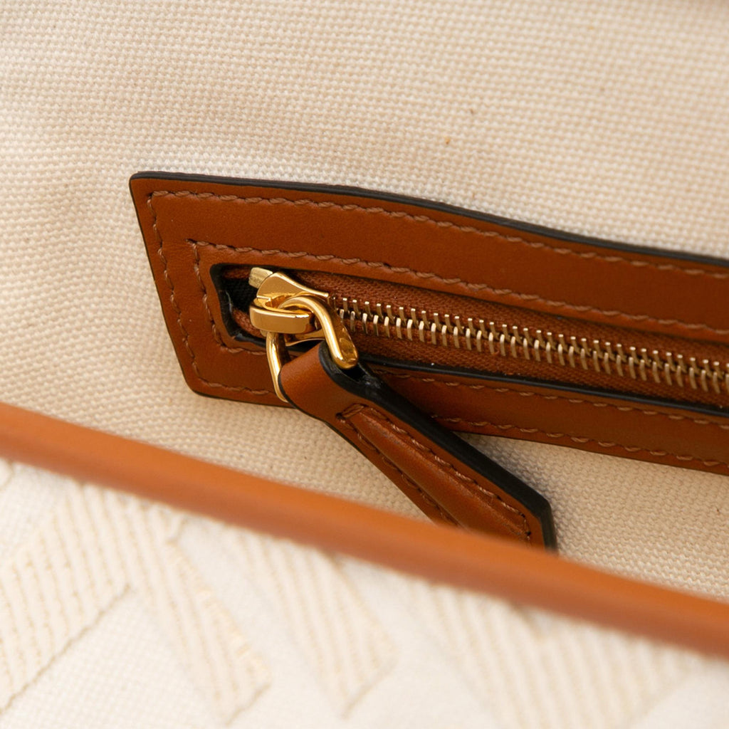Fendi Zucca Embroidered Canvas Baguette Satchel