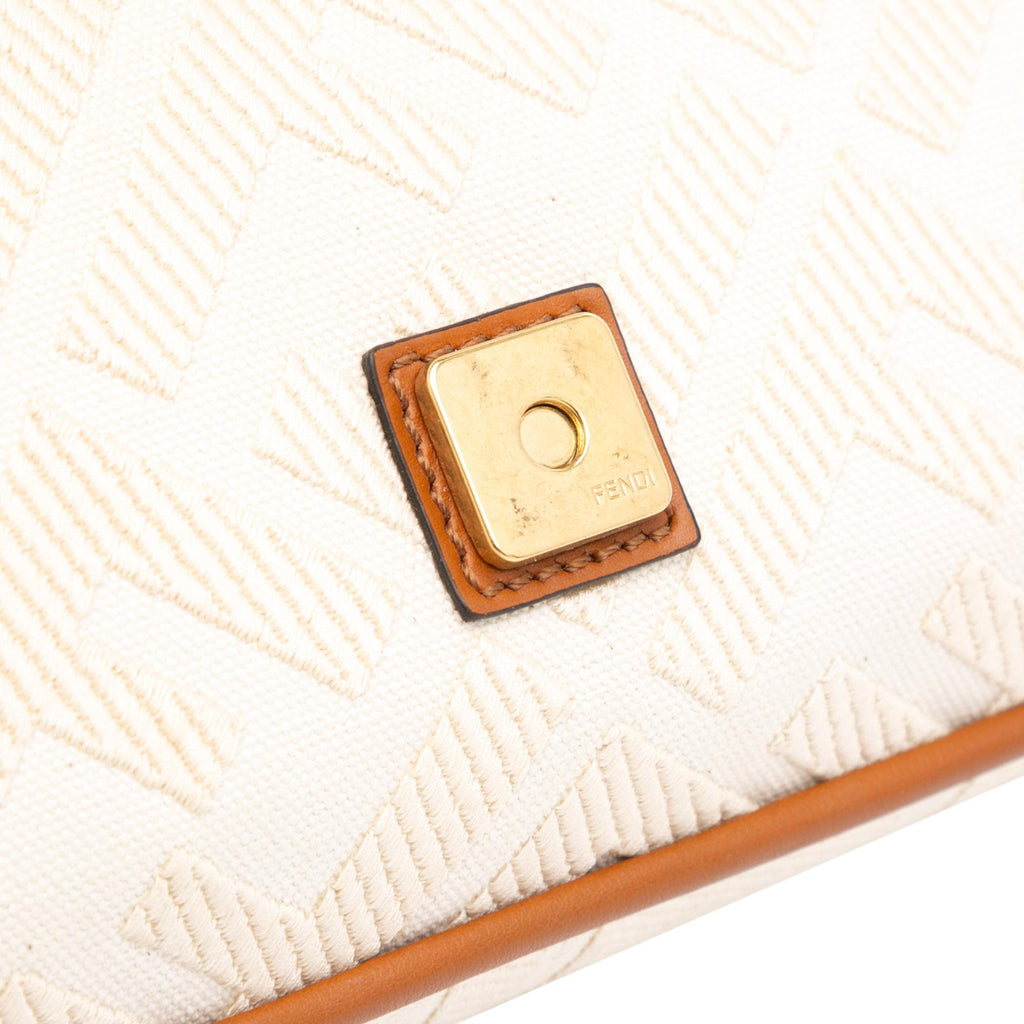 Fendi Zucca Embroidered Canvas Baguette Satchel