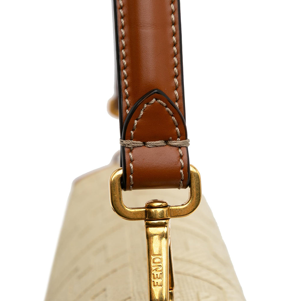 Fendi Zucca Embroidered Canvas Baguette Satchel