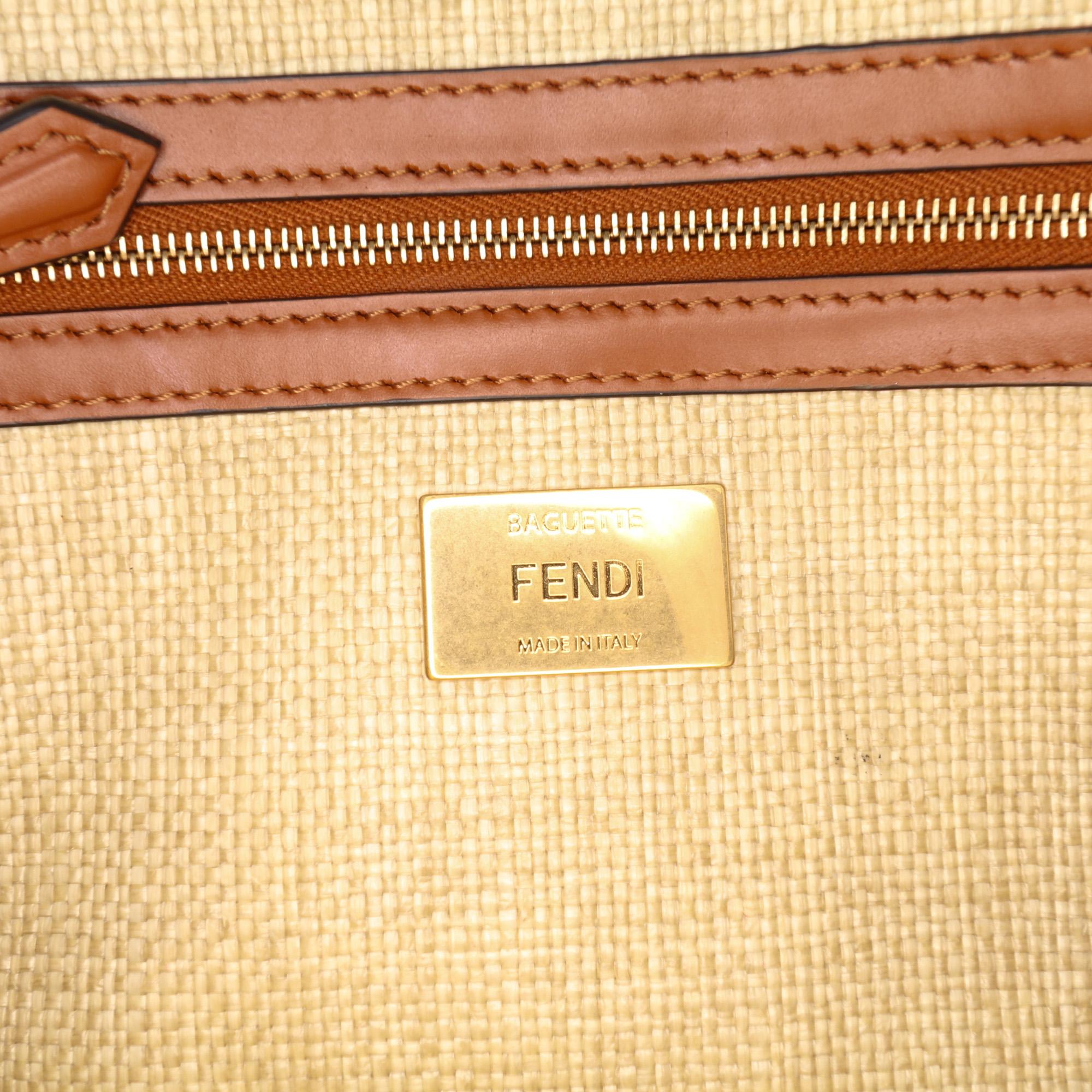 Fendi Zucca Embroidered Canvas Baguette Satchel