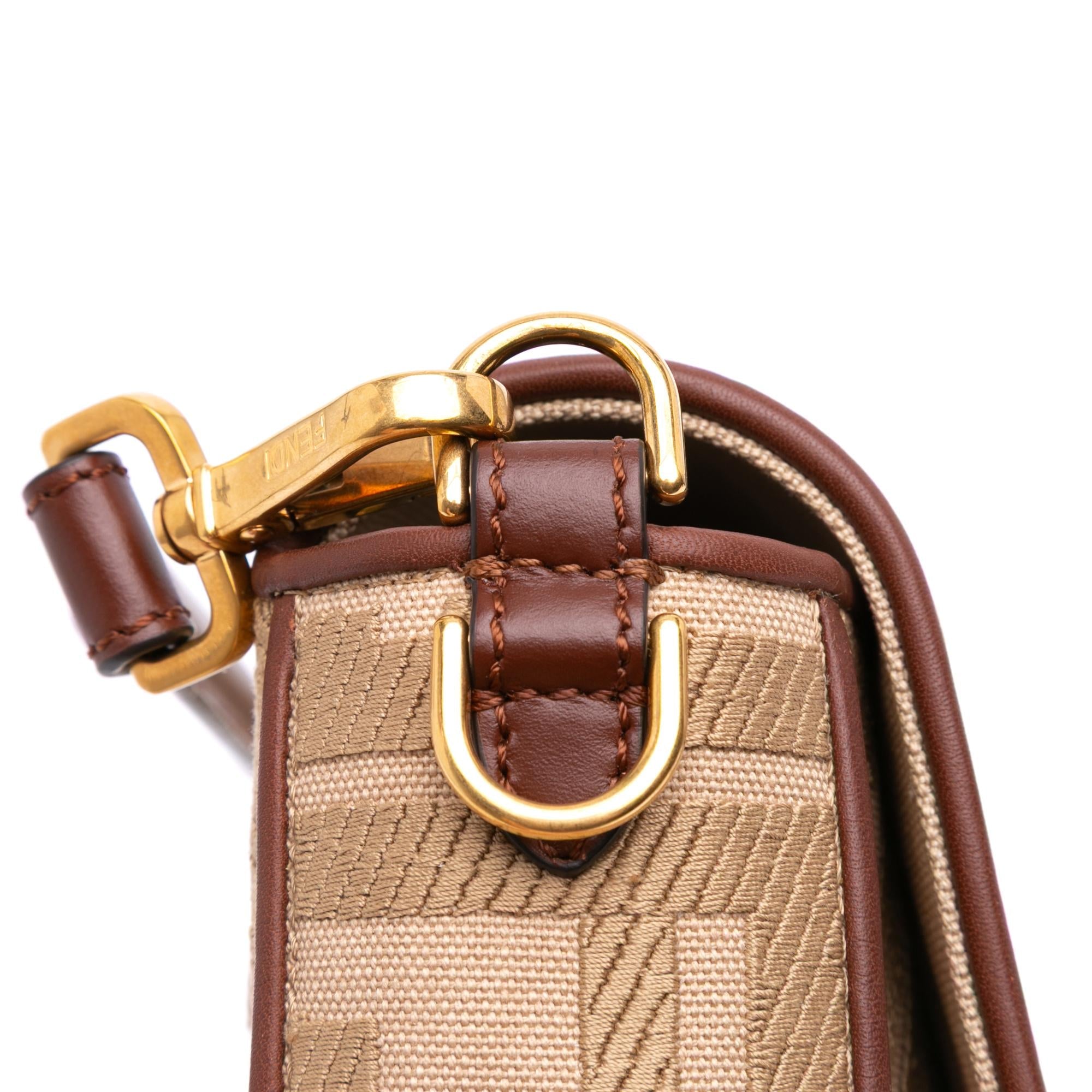 Fendi Zucca Embroidered Canvas Baguette Satchel