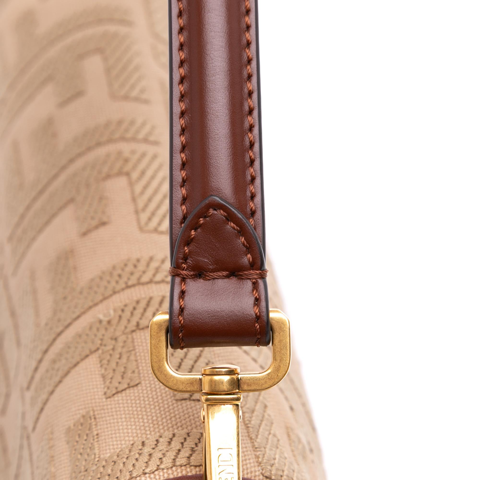 Fendi Zucca Embroidered Canvas Baguette Satchel