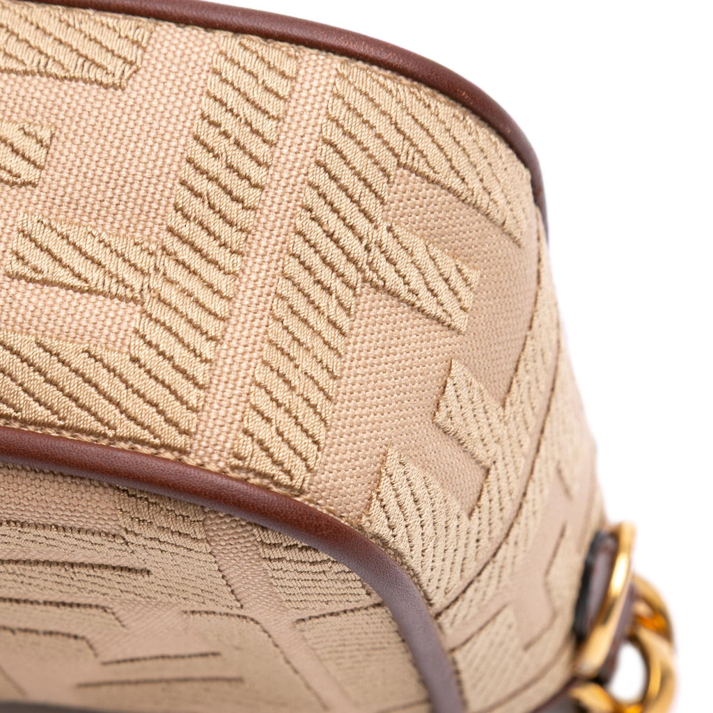Fendi Zucca Embroidered Canvas Baguette Satchel