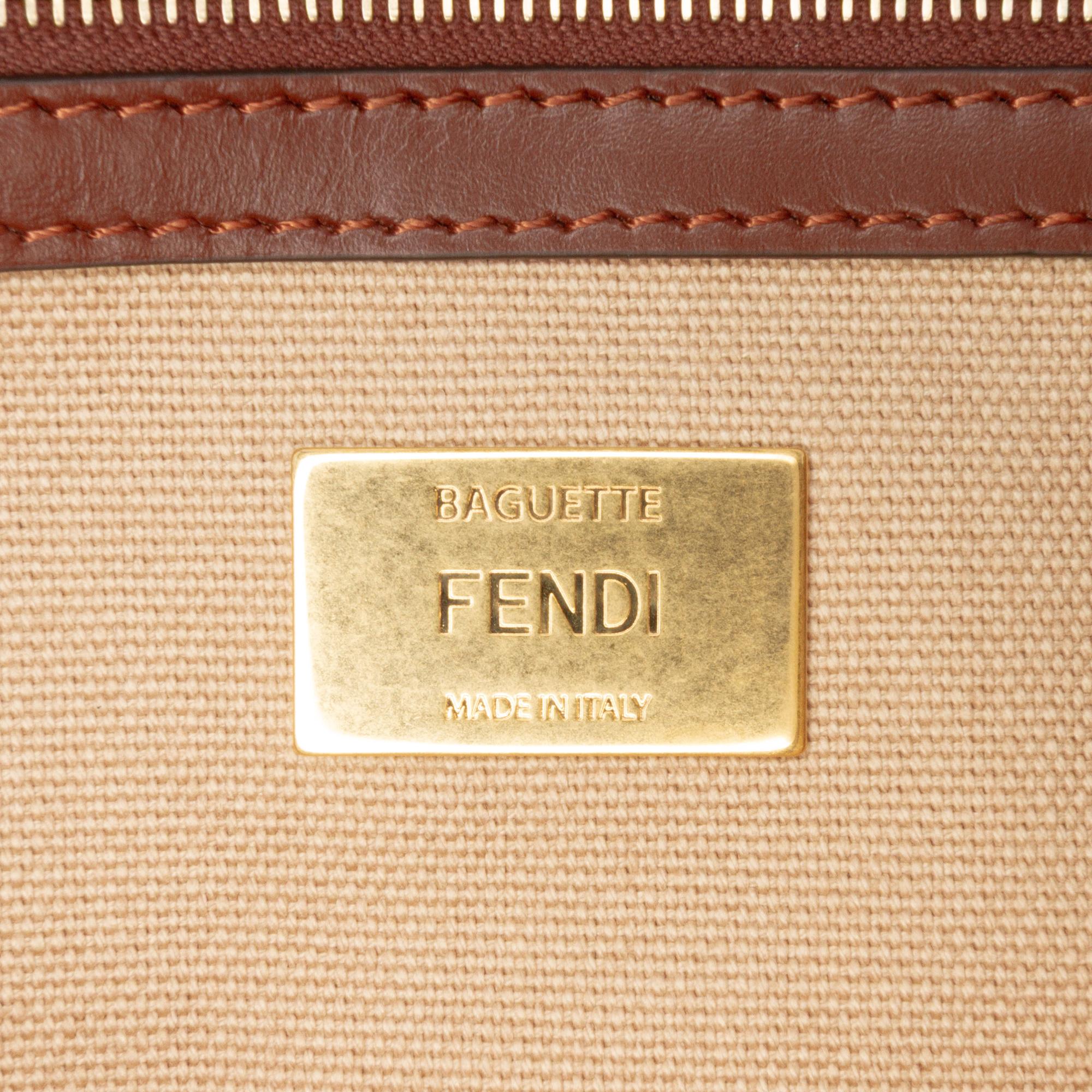 Fendi Zucca Embroidered Canvas Baguette Satchel