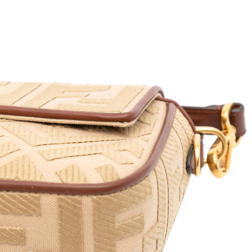 Fendi Zucca Embroidered Canvas Baguette Satchel