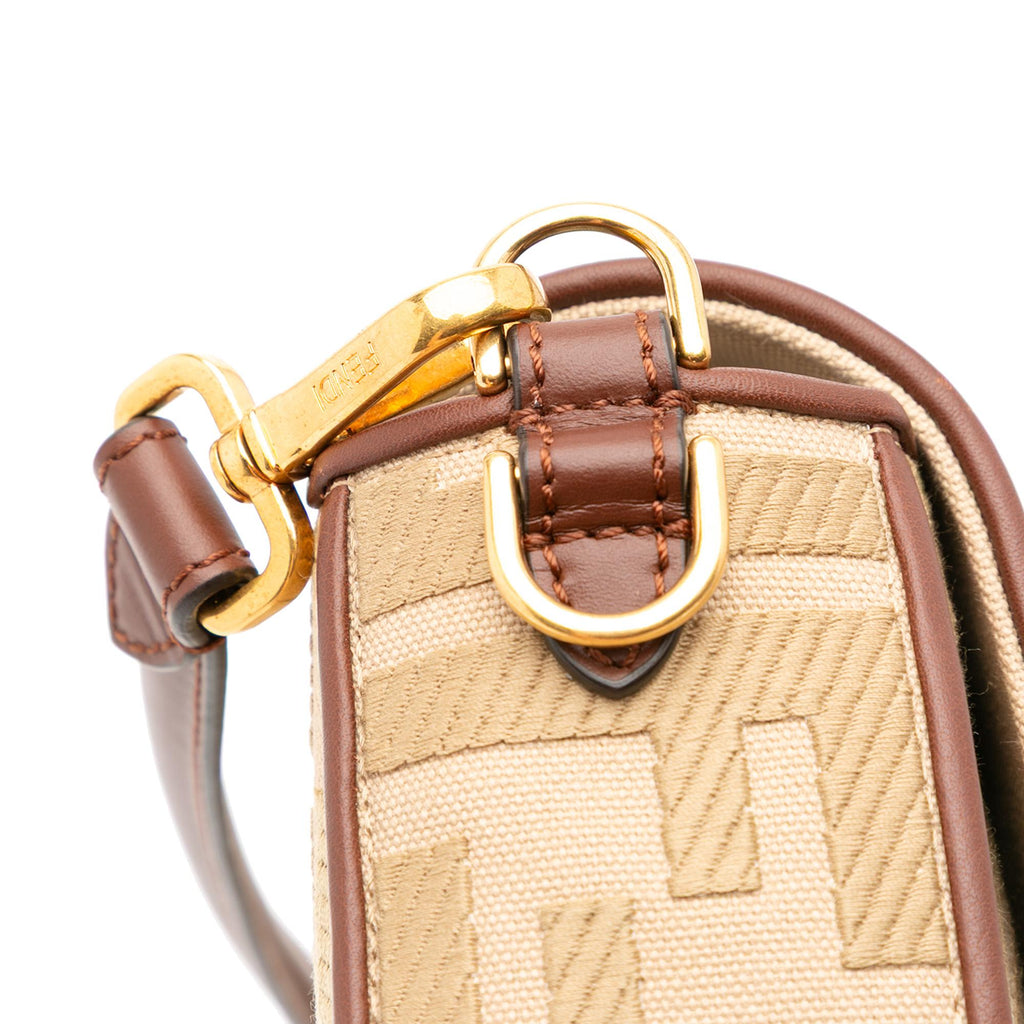 Fendi Zucca Embroidered Canvas Baguette Satchel