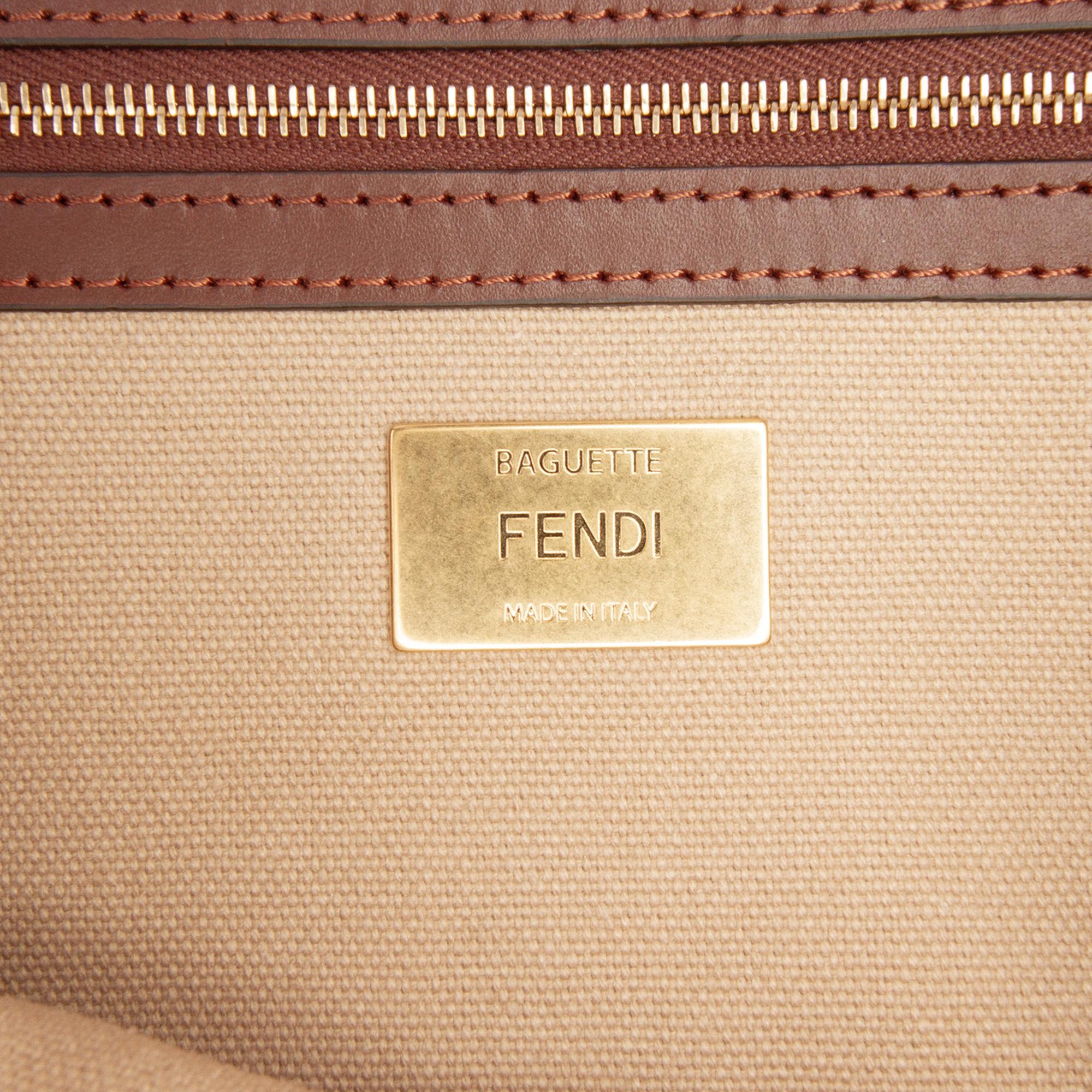 Fendi Zucca Embroidered Canvas Baguette Satchel