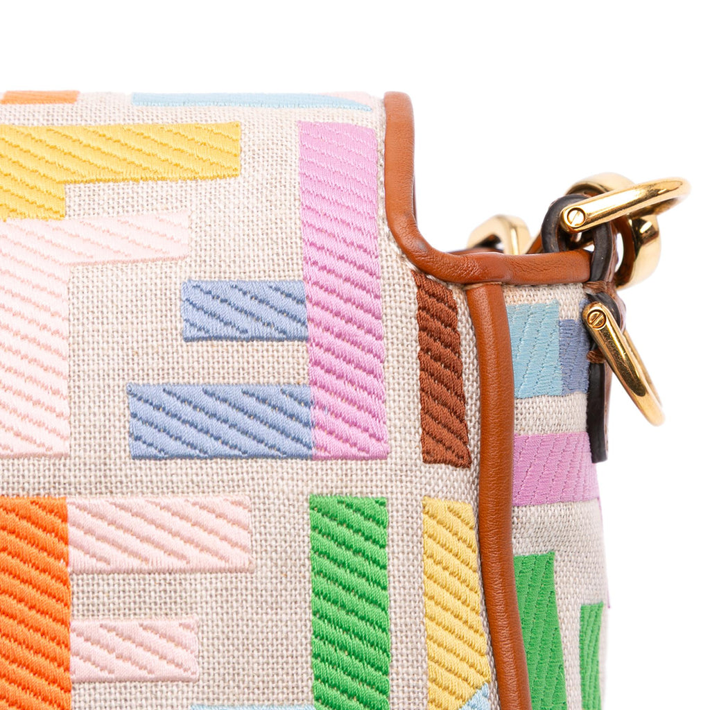 Fendi Zucca Embroidered Canvas Baguette Satchel