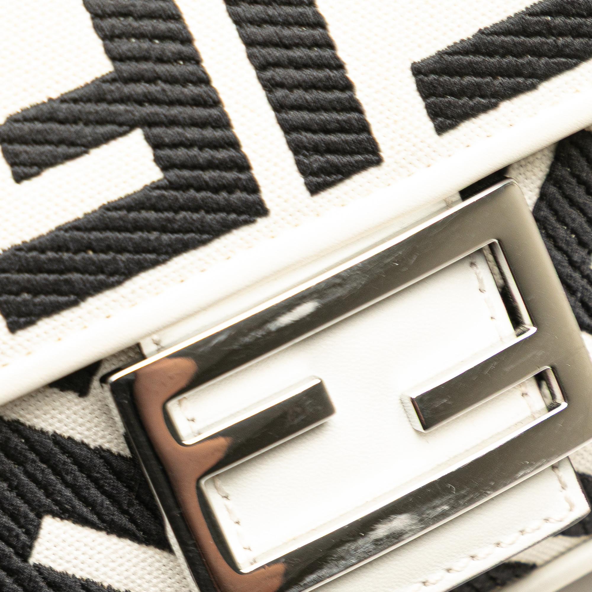 Fendi Zucca Embroidered Canvas Baguette Satchel