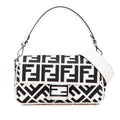 Fendi Zucca Embroidered Canvas Baguette Satchel
