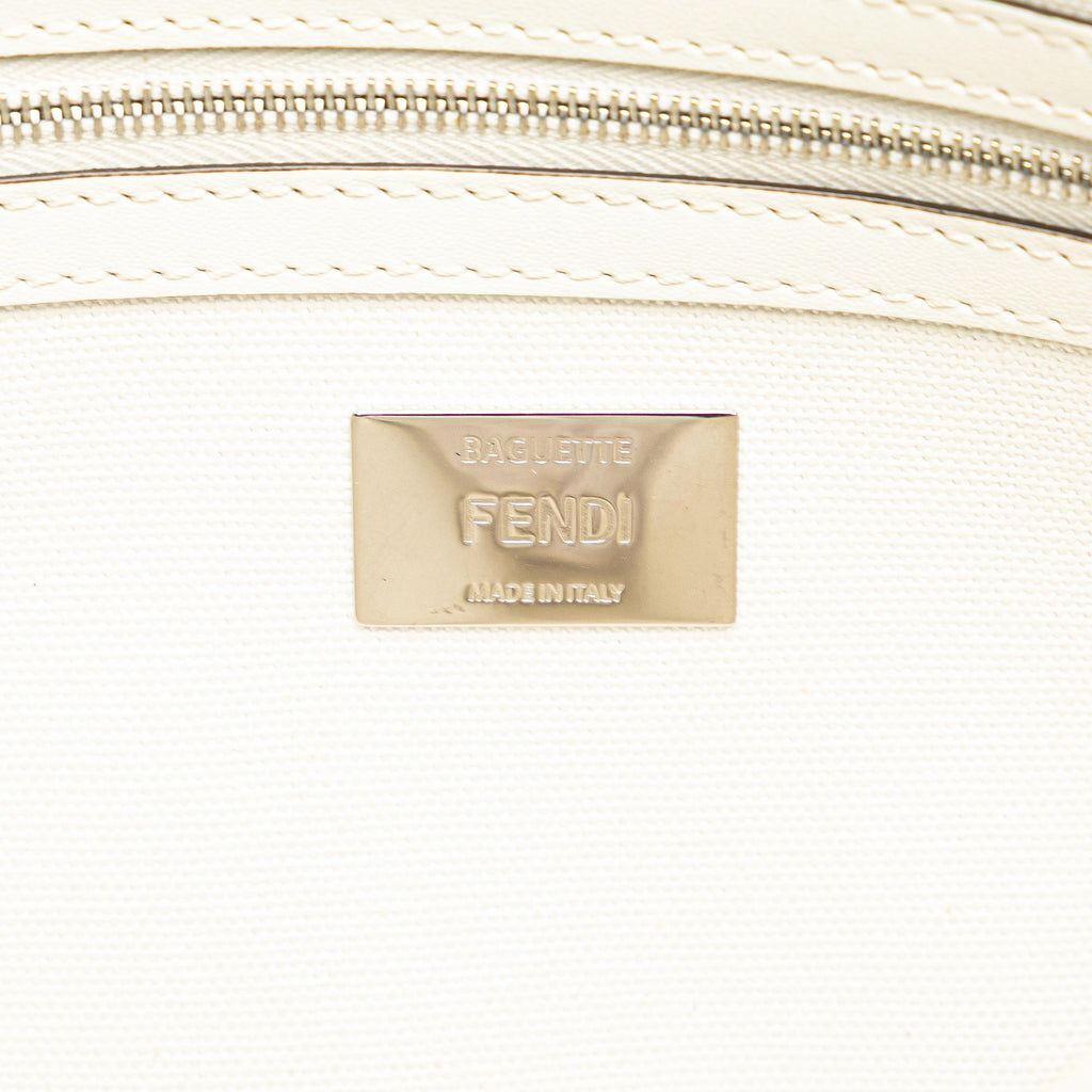 Fendi Zucca Embroidered Canvas Baguette Satchel