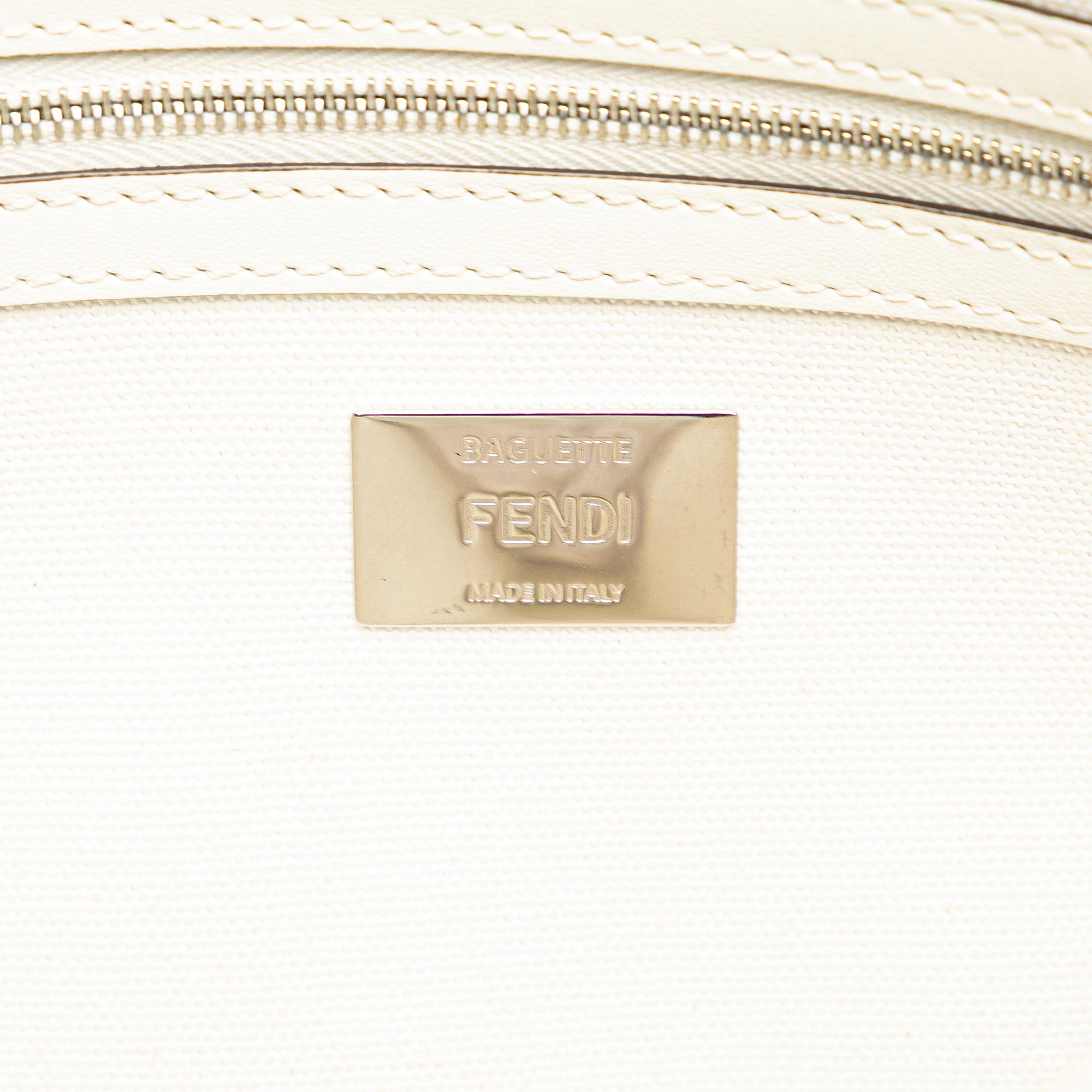 Fendi Zucca Embroidered Canvas Baguette Satchel