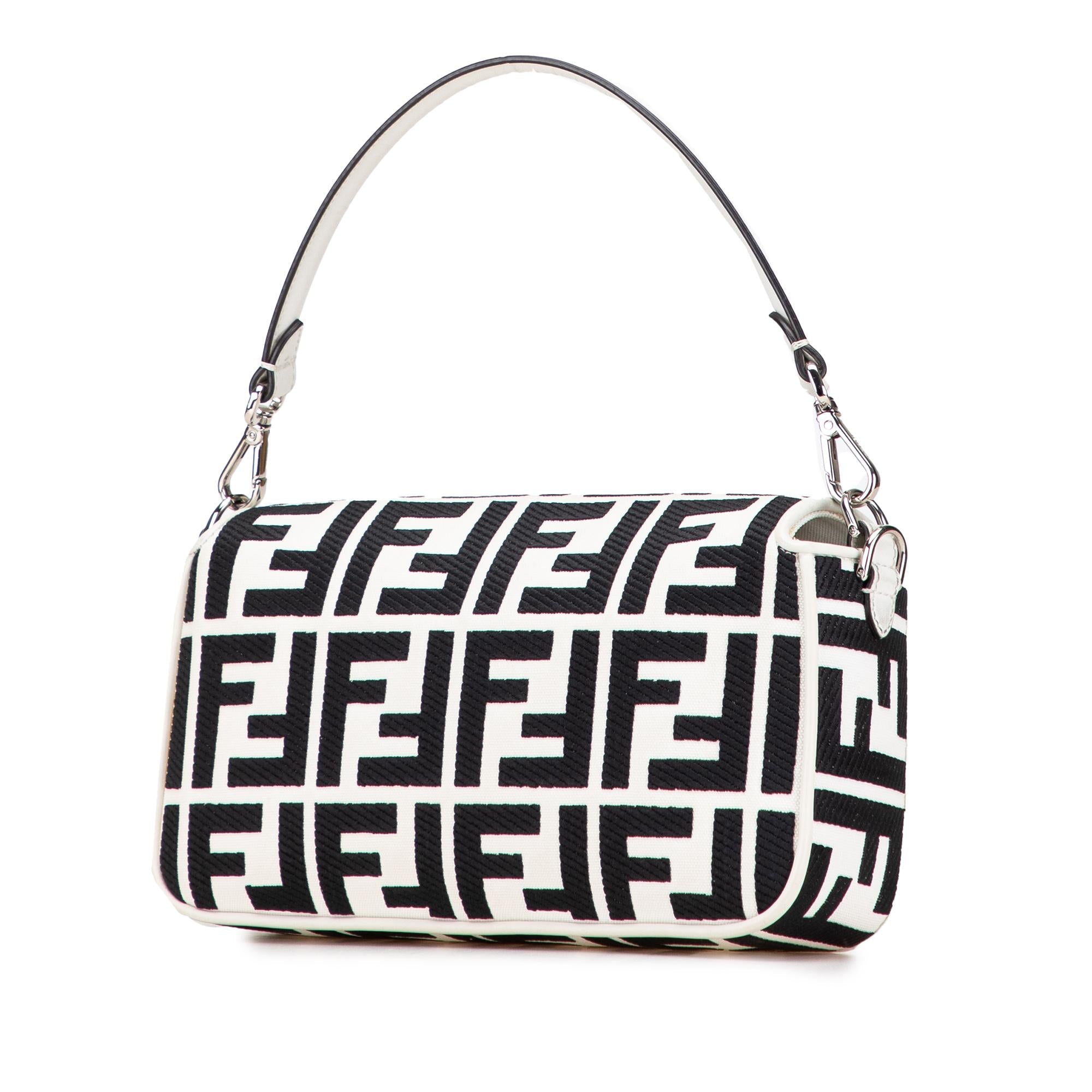 Fendi Zucca Embroidered Canvas Baguette Satchel