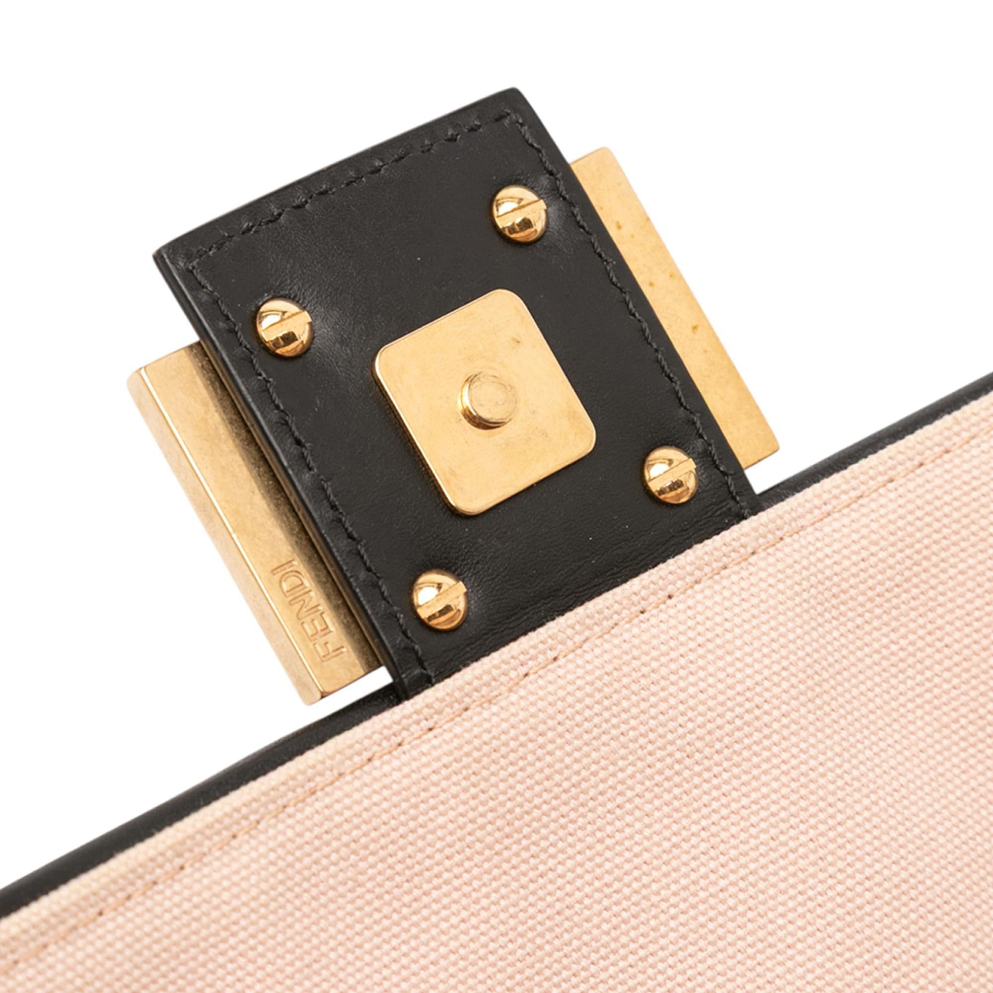 Fendi Zucca Embroidered Canvas Baguette Satchel