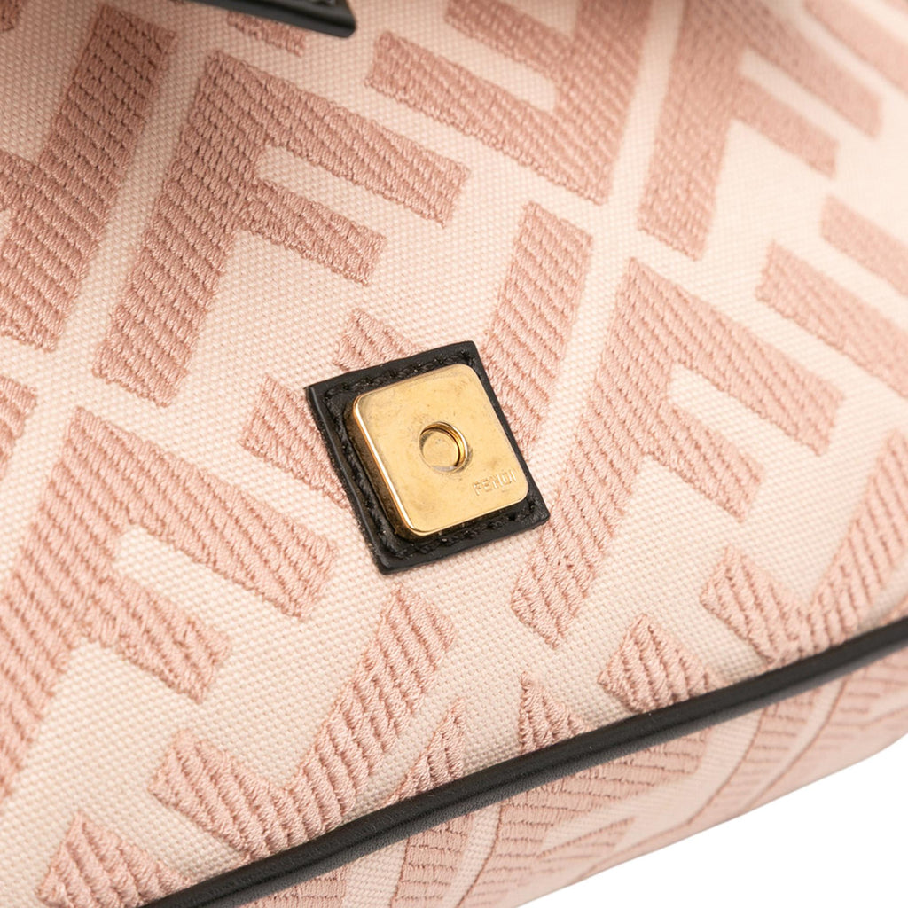 Fendi Zucca Embroidered Canvas Baguette Satchel