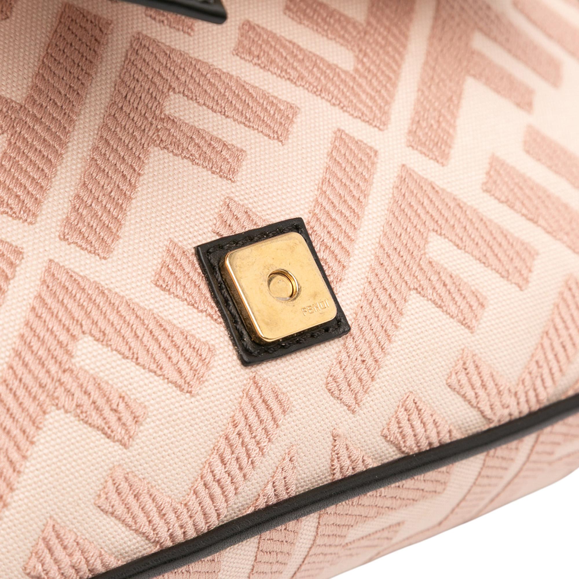 Fendi Zucca Embroidered Canvas Baguette Satchel